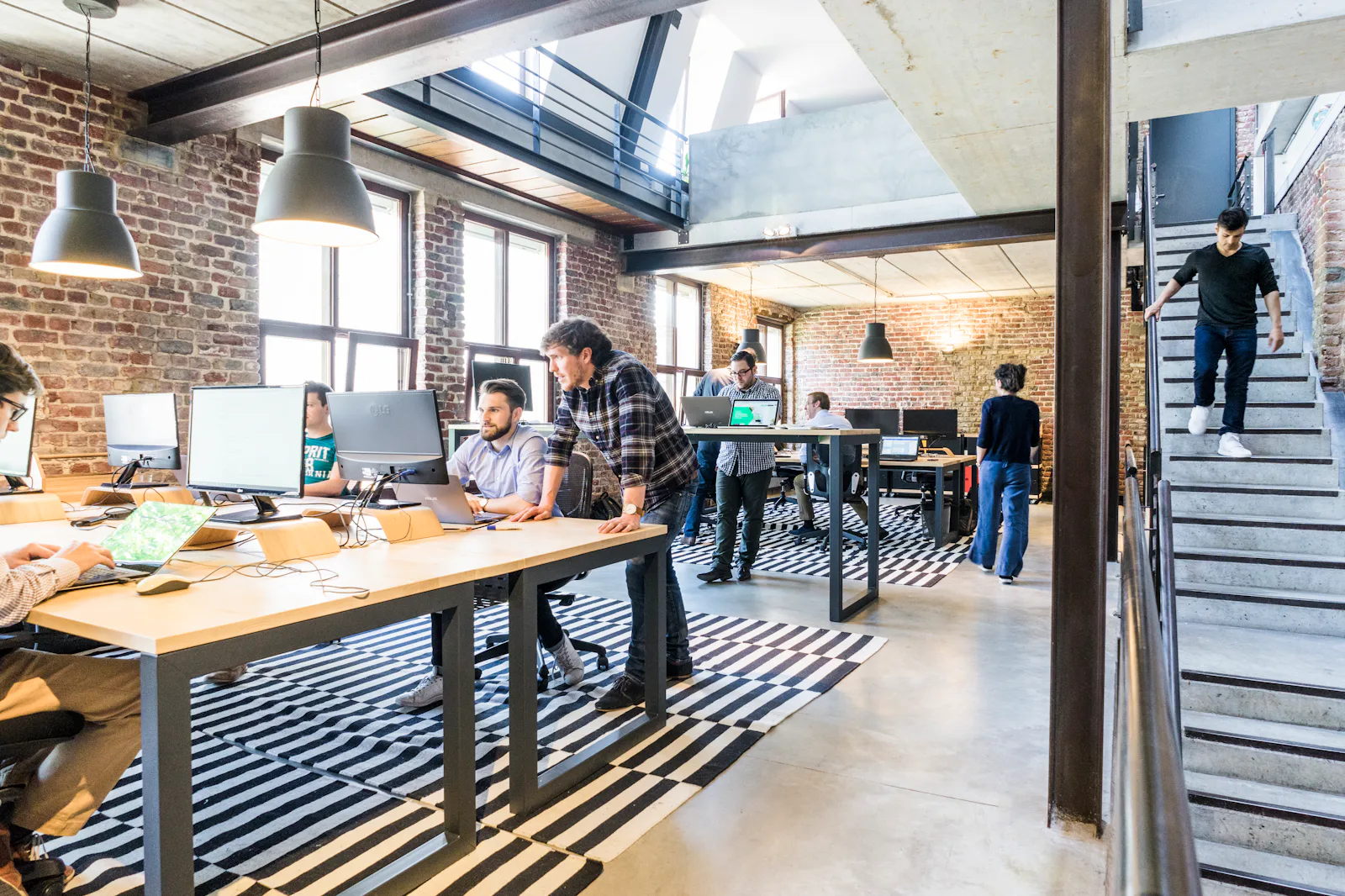 A team at work in a daylit studio office