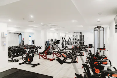 A clean, well-lit gym floor